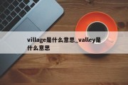 village是什么意思_valley是什么意思